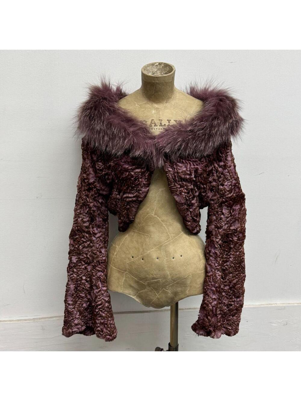 Vintage Y2K Purple Bolero Cropped Rabbit & Fox Fur Jacket Coat